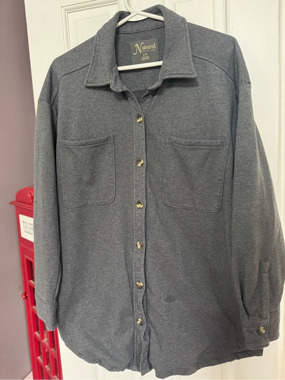 Natural Reflections Gray Shirt Jacket Shacket Women's Size L